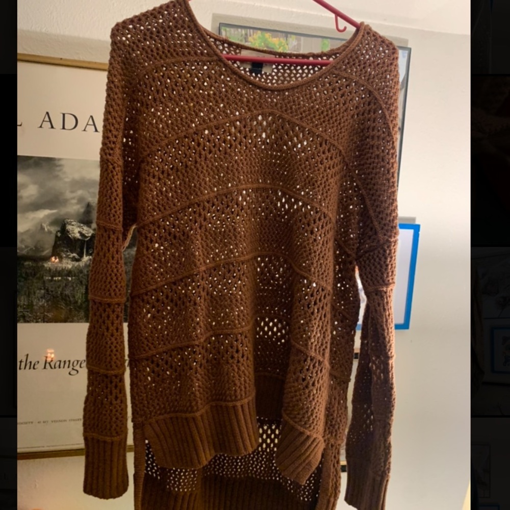 Brown Open Knit Sweater